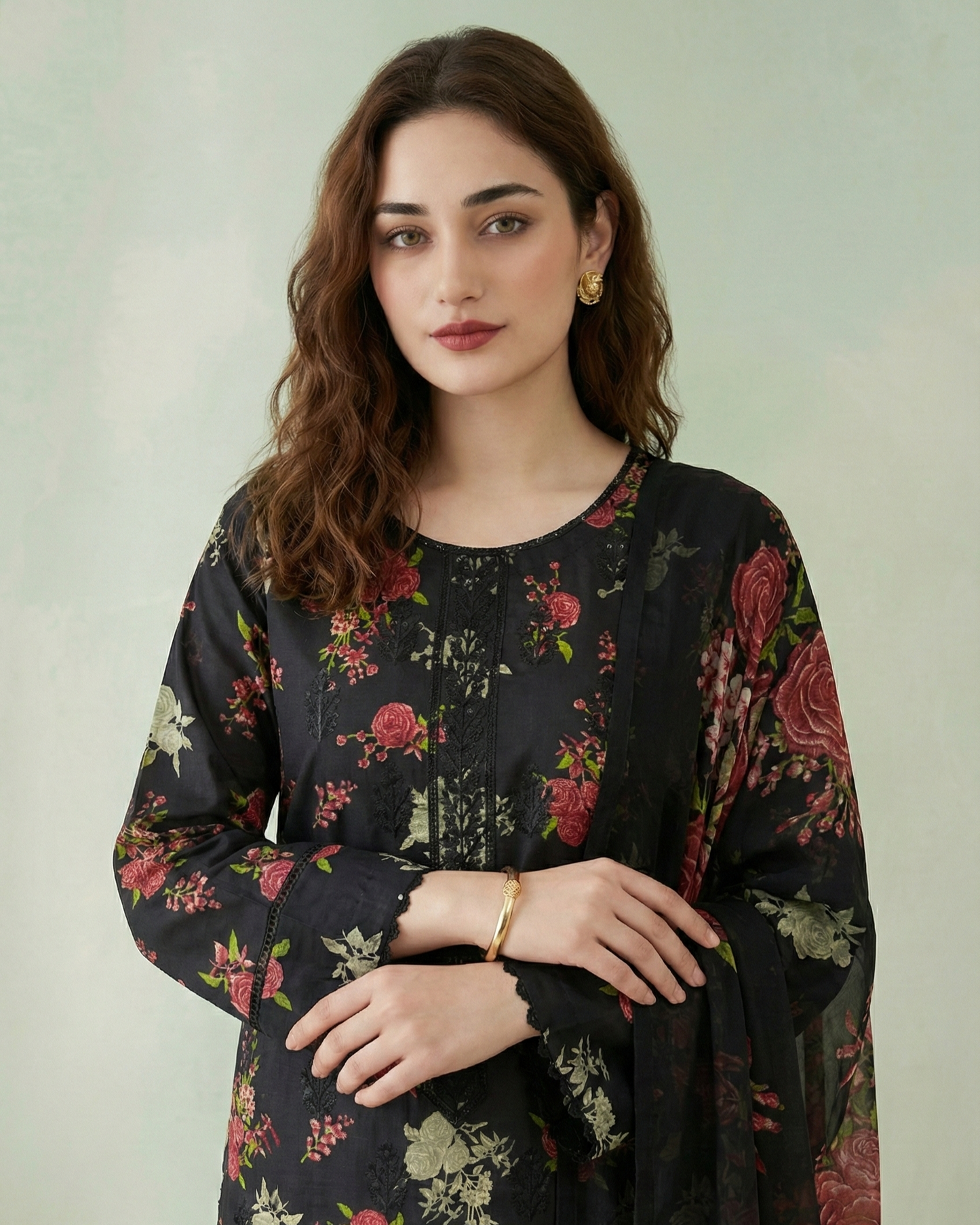 K&R Lawn - Chiffon Dupatta 525 Black