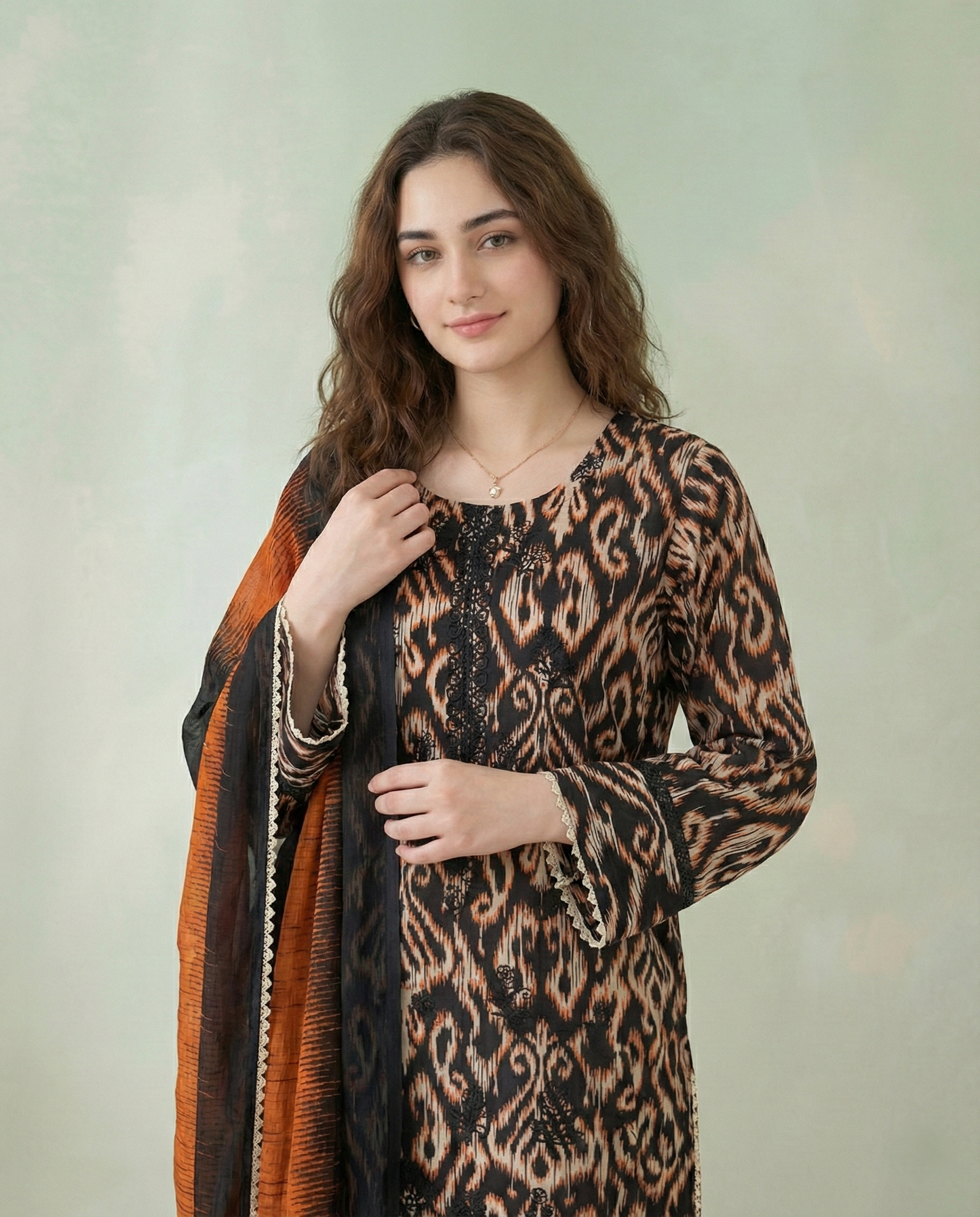 K&R Lawn - Chiffon Dupatta 528 Skin Black