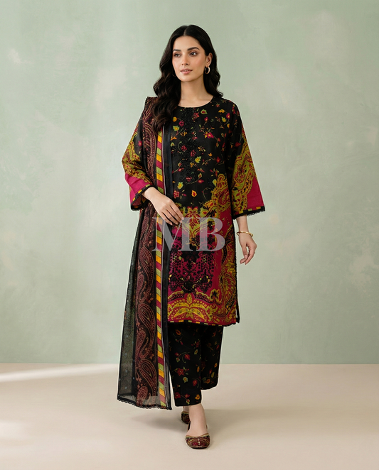 K&R Lawn - Chiffon Dupatta 531 Black