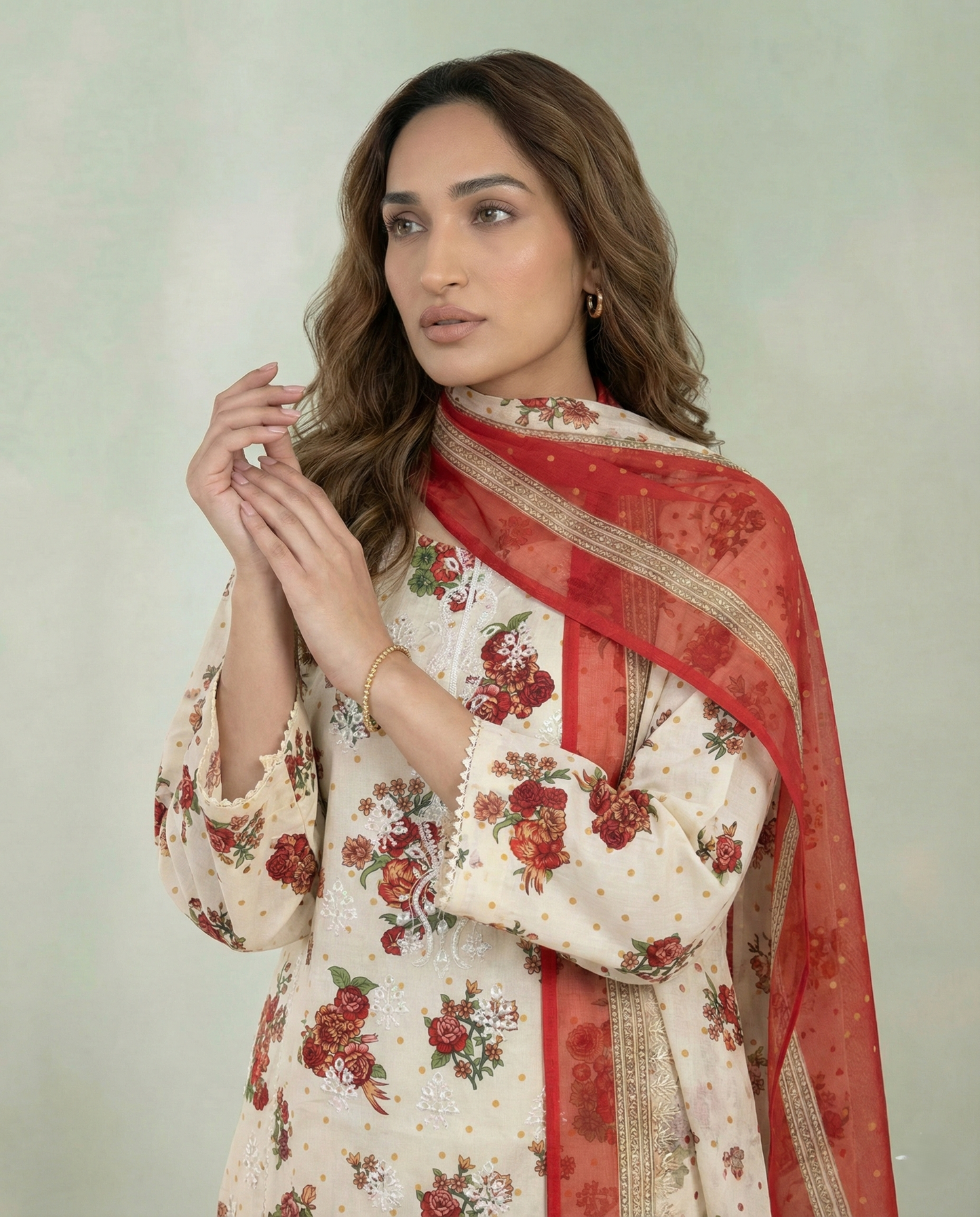 K&R Lawn - Chiffon Dupatta 533 Cream