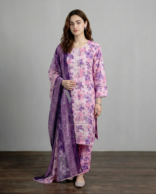K&R Lawn - Chiffon Dupatta 565 Lilac