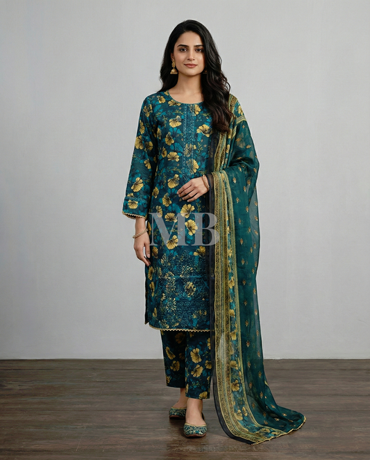 K&R Lawn - Chiffon Dupatta 571 Green