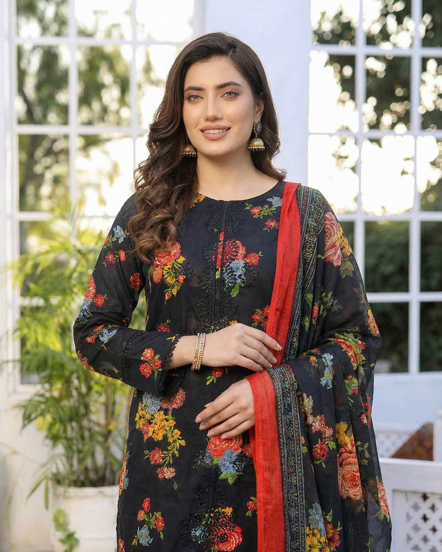 K&R Lawn - Chiffon Dupatta 626 Black