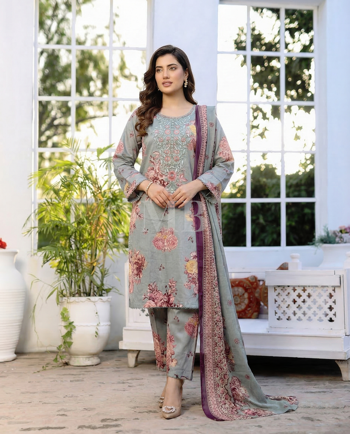 K&R Lawn - Chiffon Dupatta 629 Pista