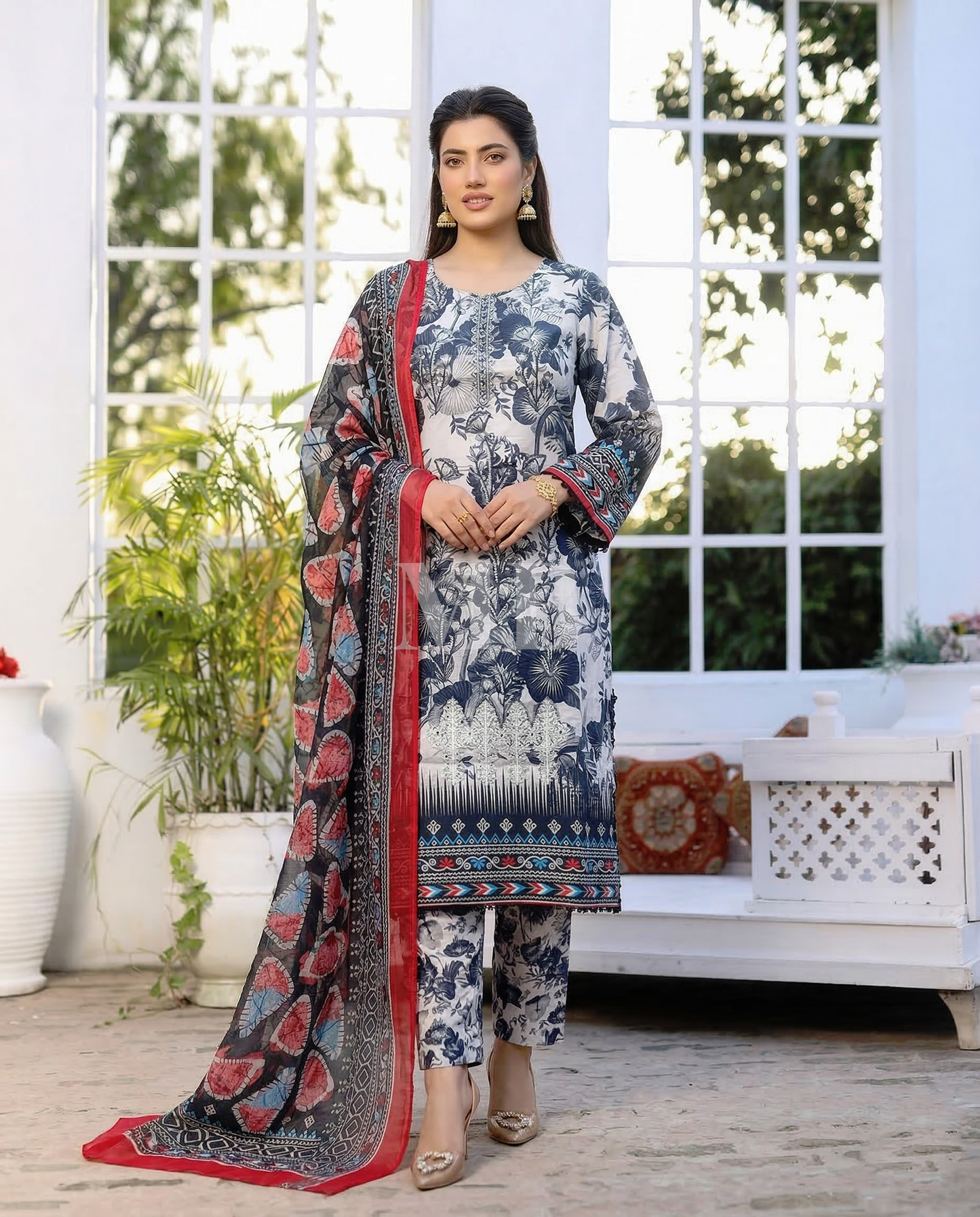 K&R Lawn - Chiffon Dupatta 634 Lite Grey