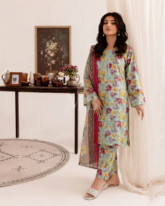 K&R Lawn - Chiffon Dupatta 637 Mint Green