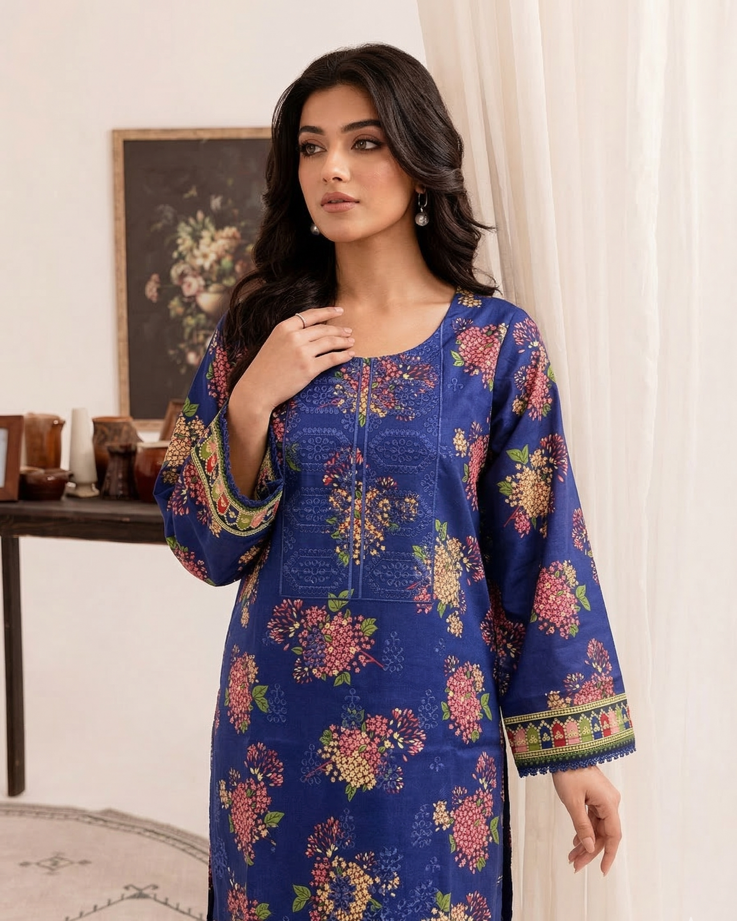 K&R Lawn - Chiffon Dupatta 640 Navy Blue