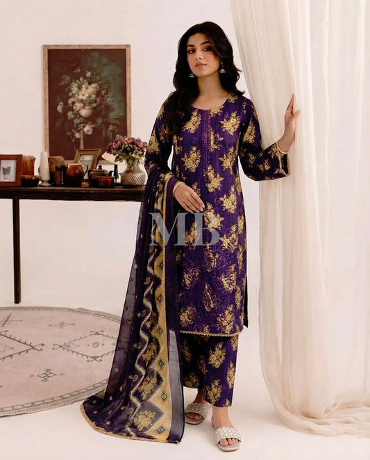 K&R Lawn - Chiffon Dupatta 642 Purple