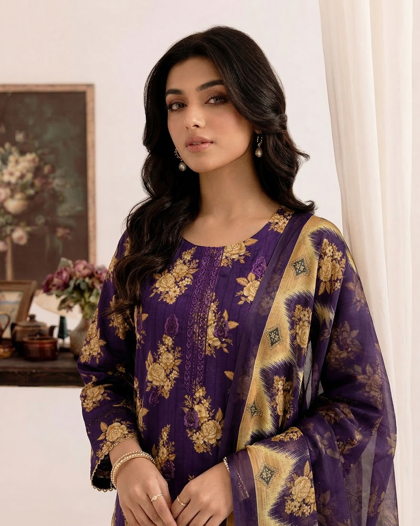 K&R Lawn - Chiffon Dupatta 642 Purple