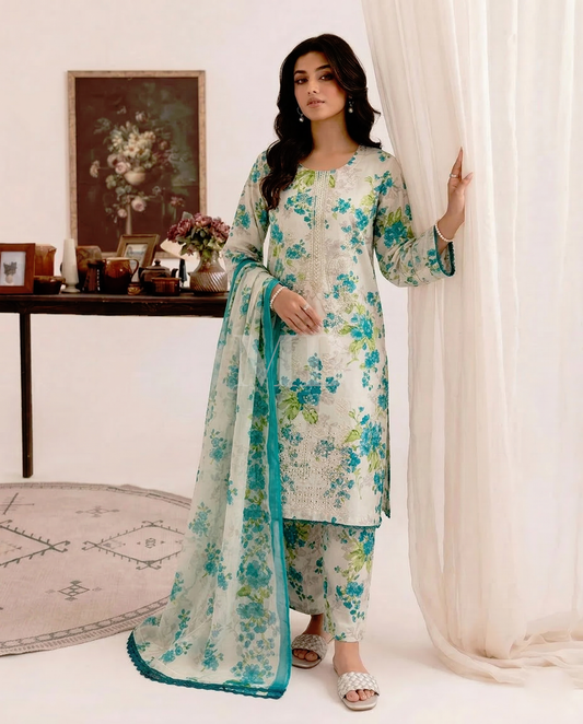 K&R Lawn - Chiffon Dupatta 643 Cream