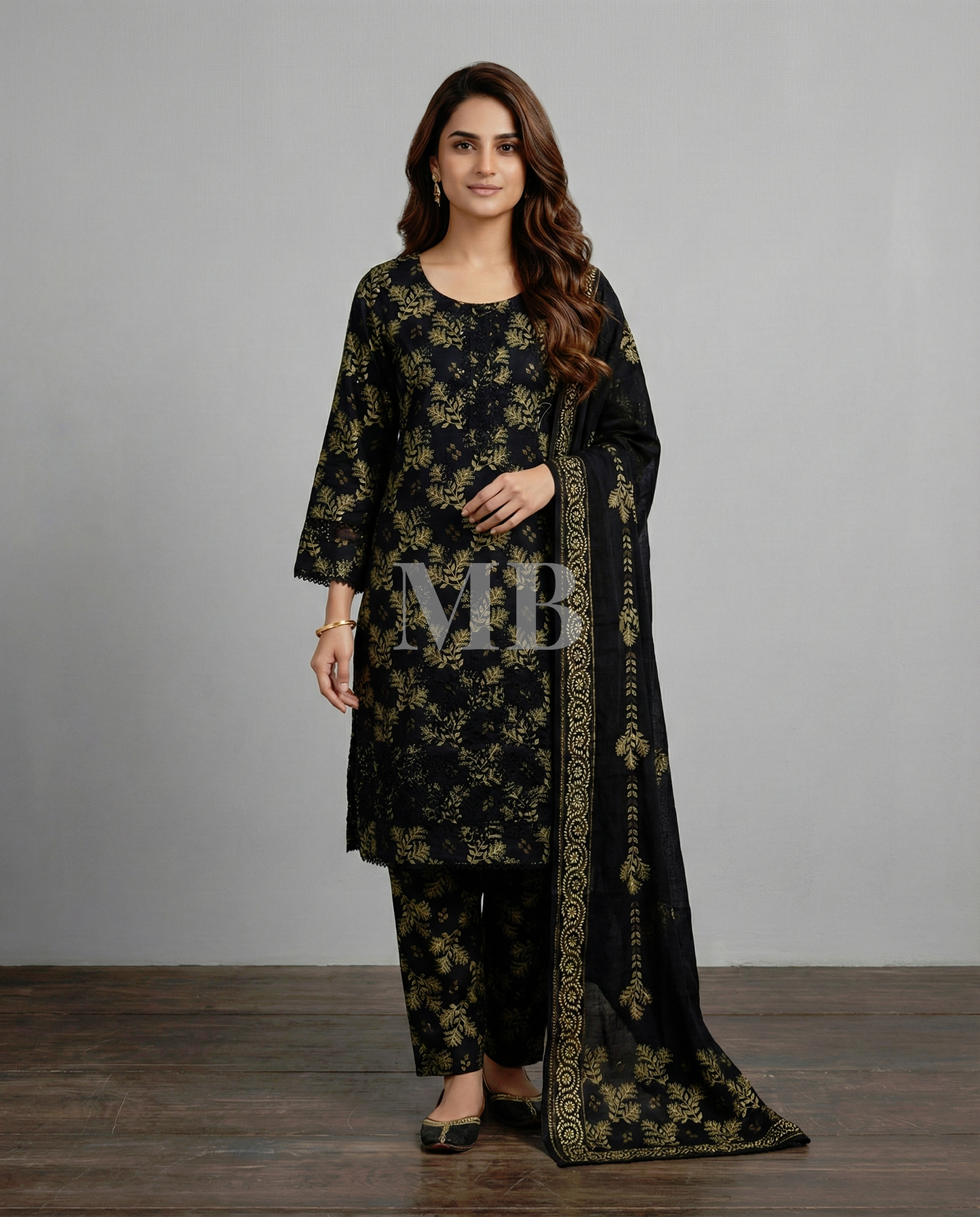K&R Lawn - Lawn Dupatta 564 Black
