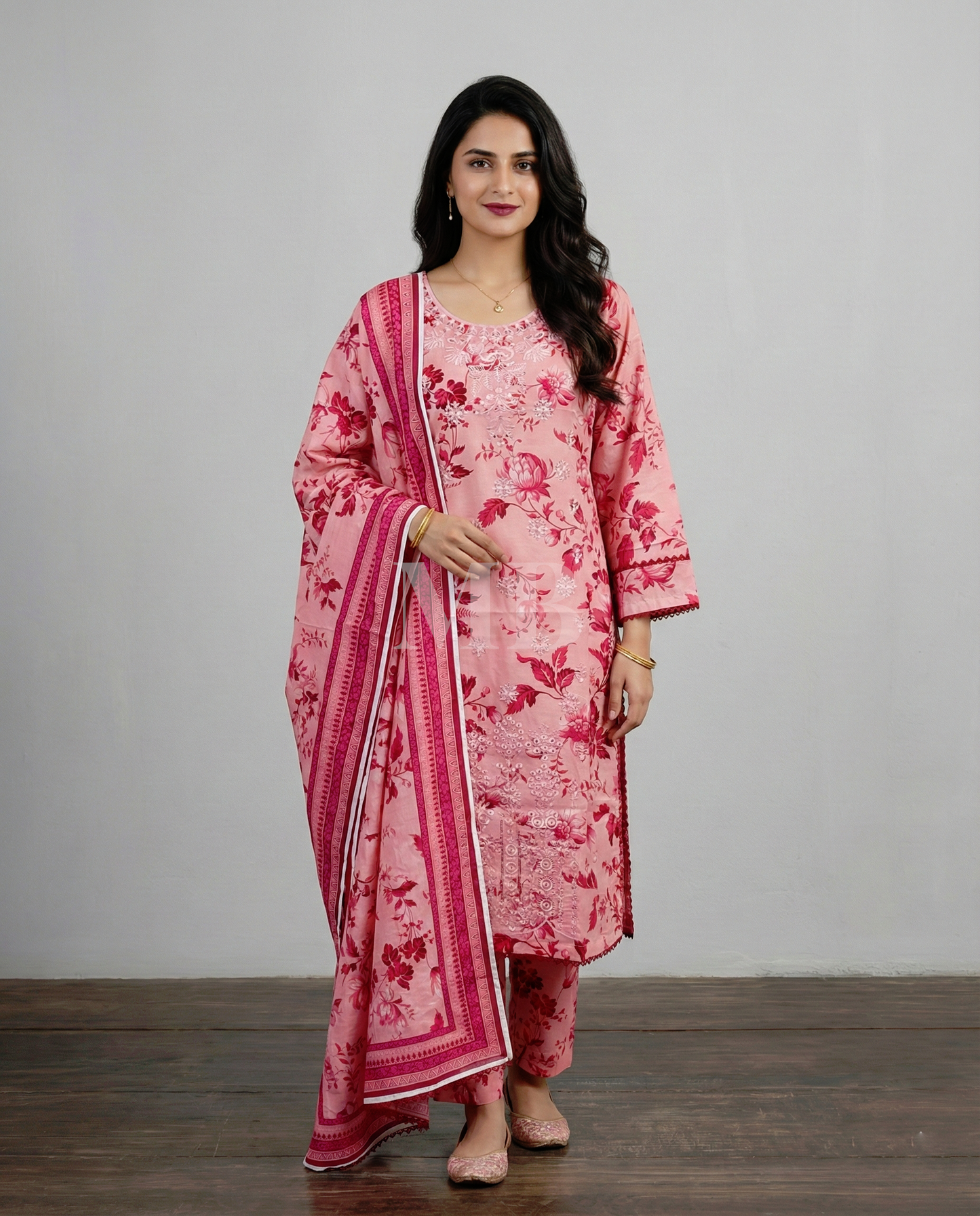 K&R Lawn - Lawn Dupatta 566 Pink