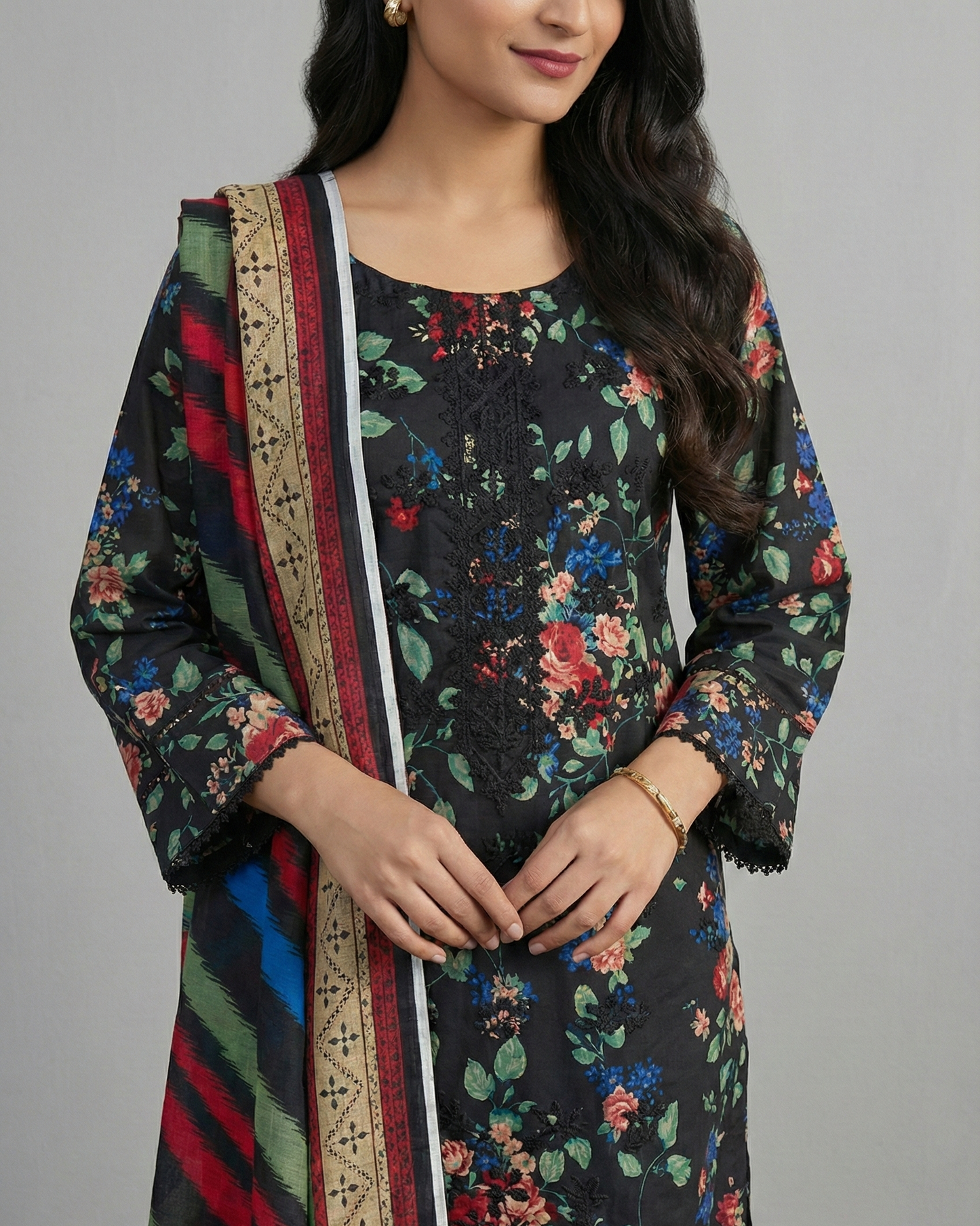 K&R Lawn - Lawn Dupatta 568 Black