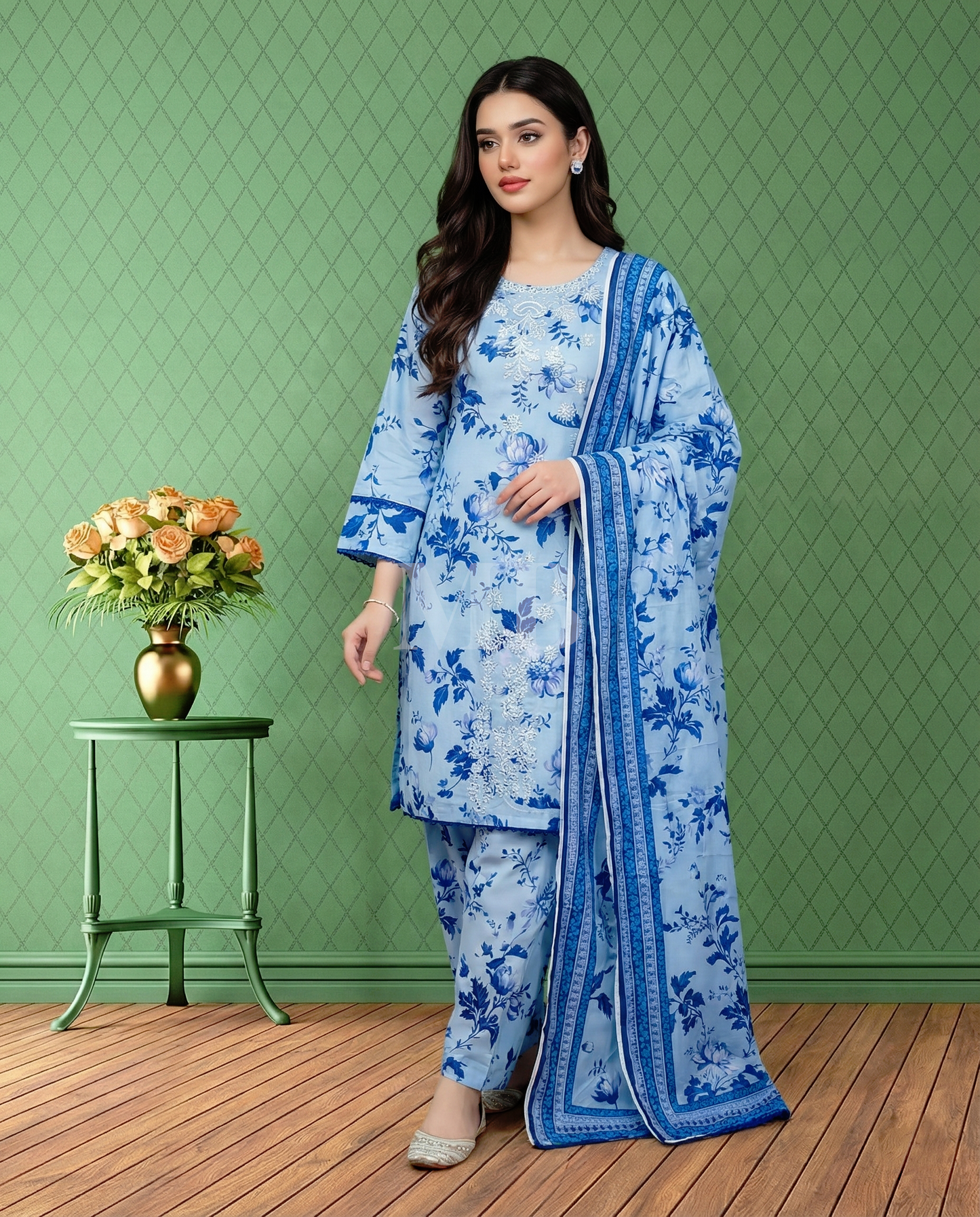 K&R Lawn - Lawn Dupatta 636 Ice Blue
