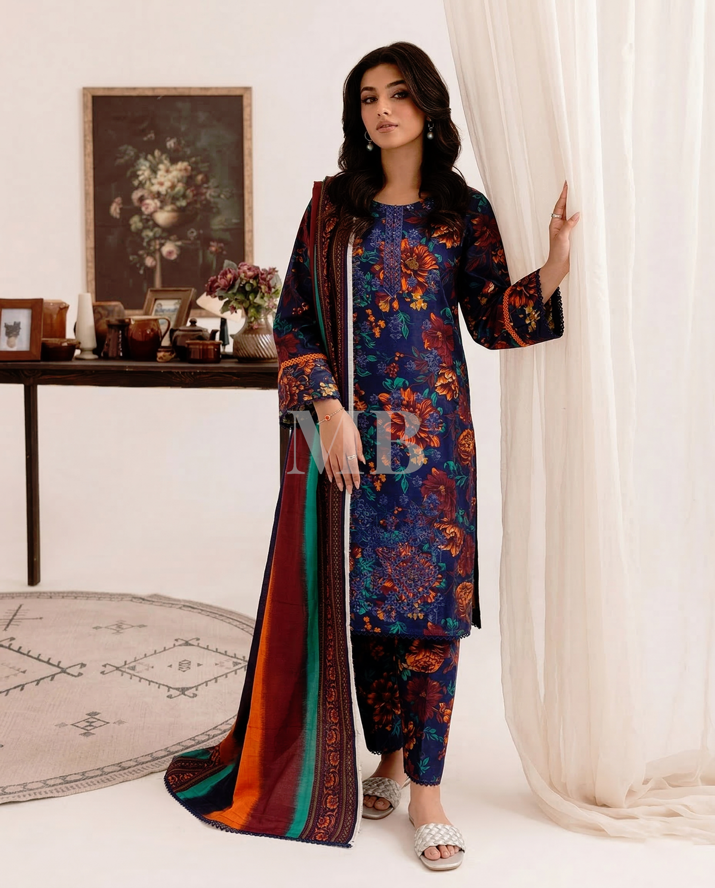 K&R Lawn - Lawn Dupatta 641 Blue