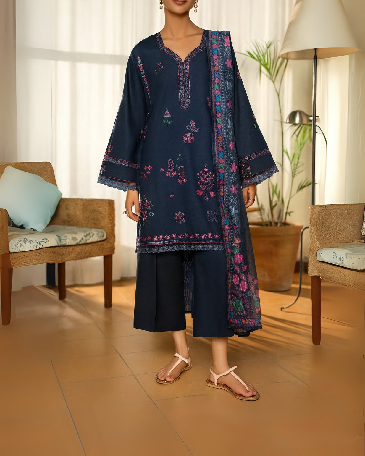 Misha Linen Drop 1 Navy Blue