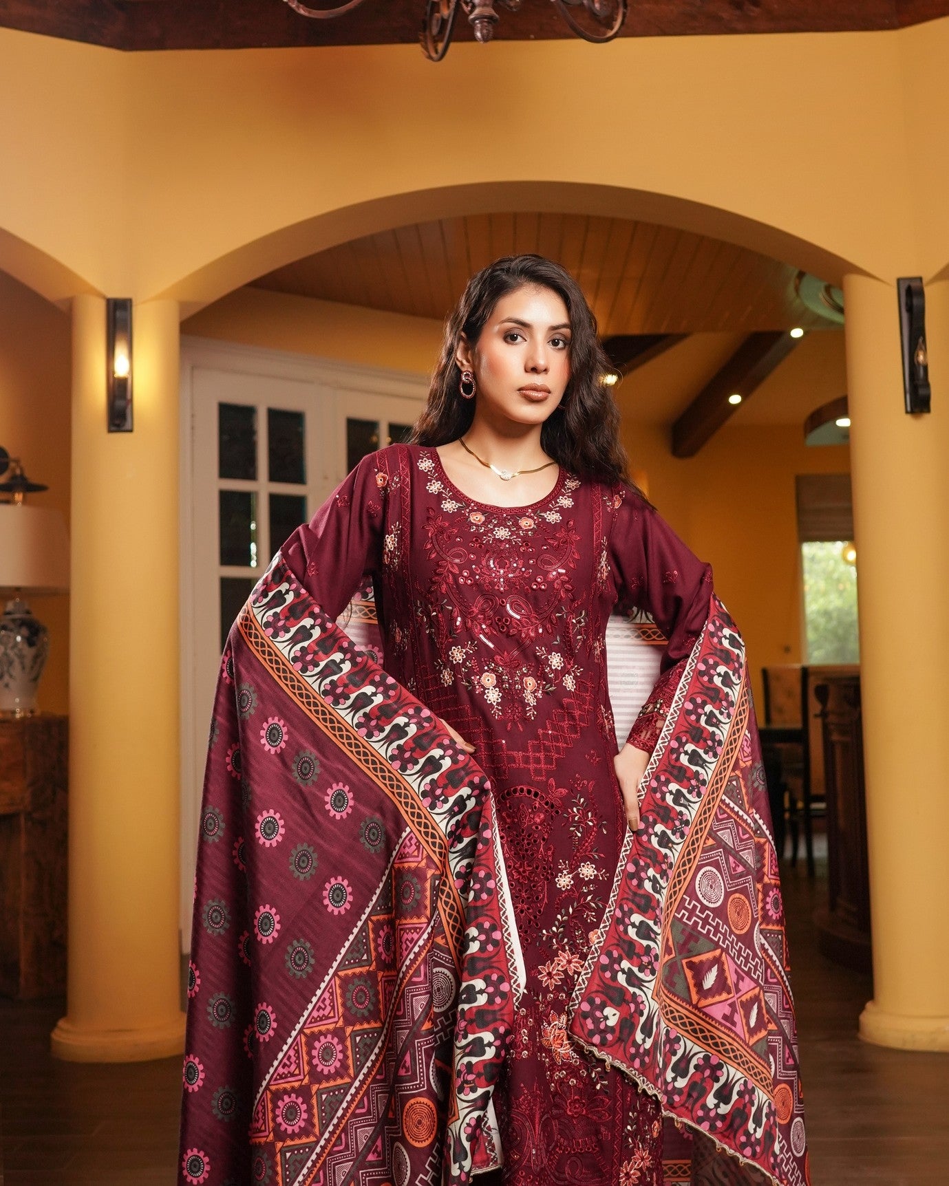 Munira 7 Spellbinging Dhanak MSL 06 Wine Red