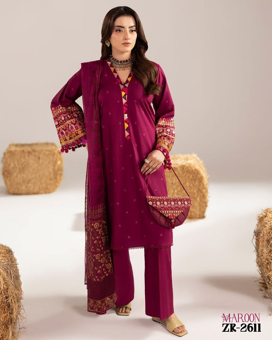 Phulkari ZR 2611 Mahroon