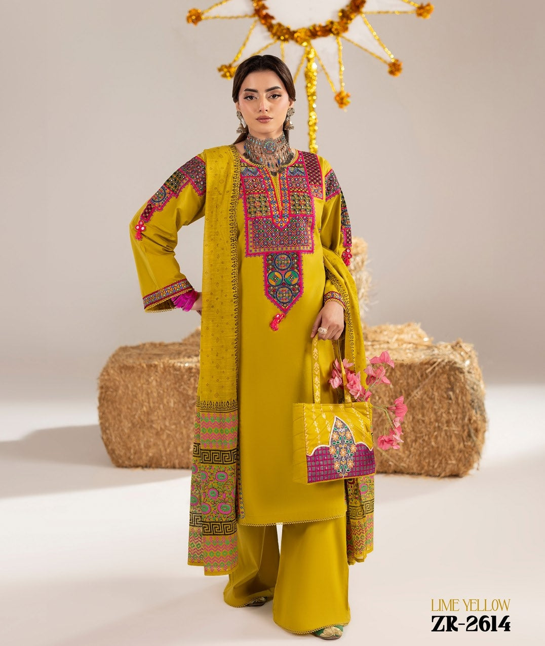 Phulkari ZR 2614 Lime Yellow