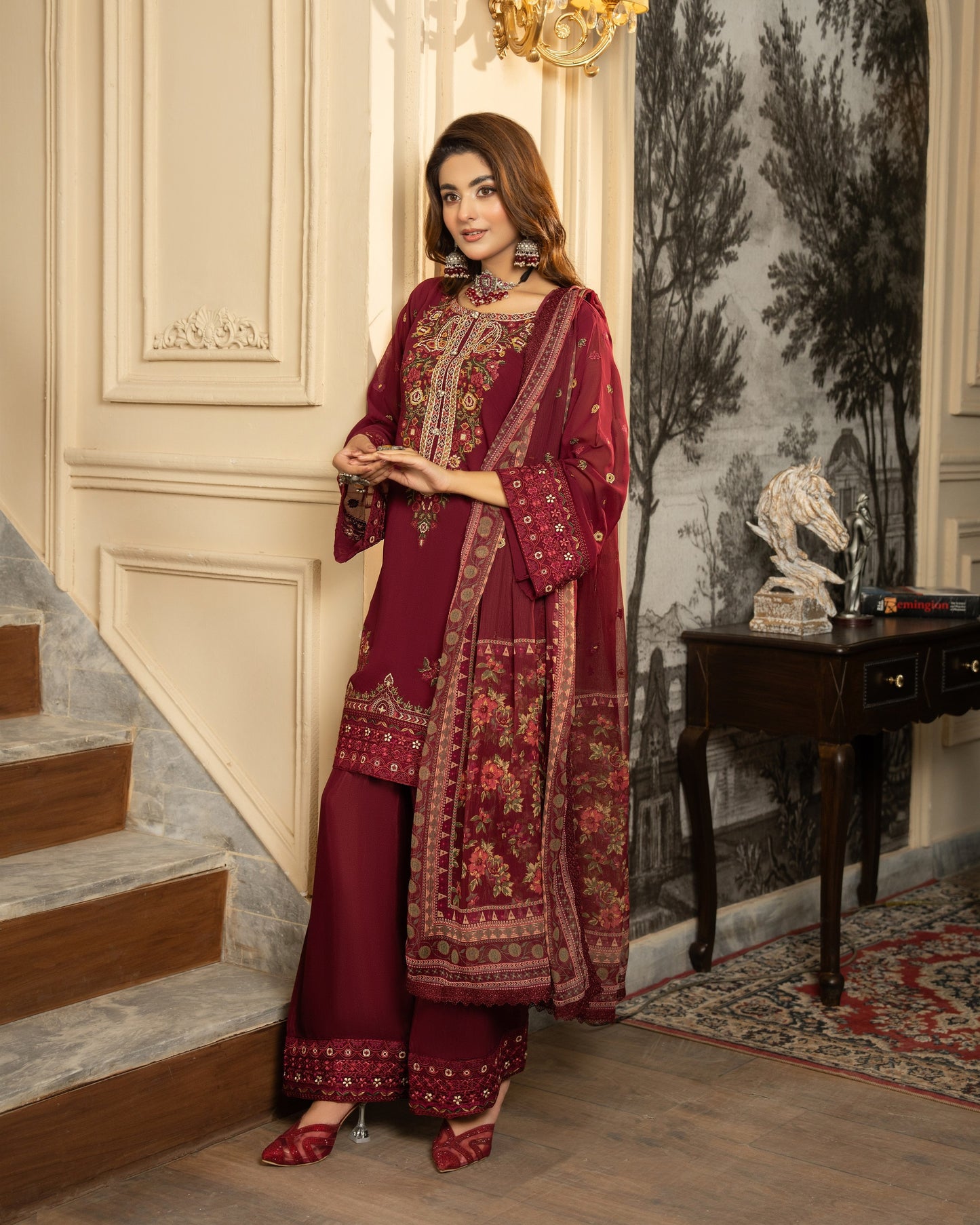 Karma Roohi 467 Mahroon Wine