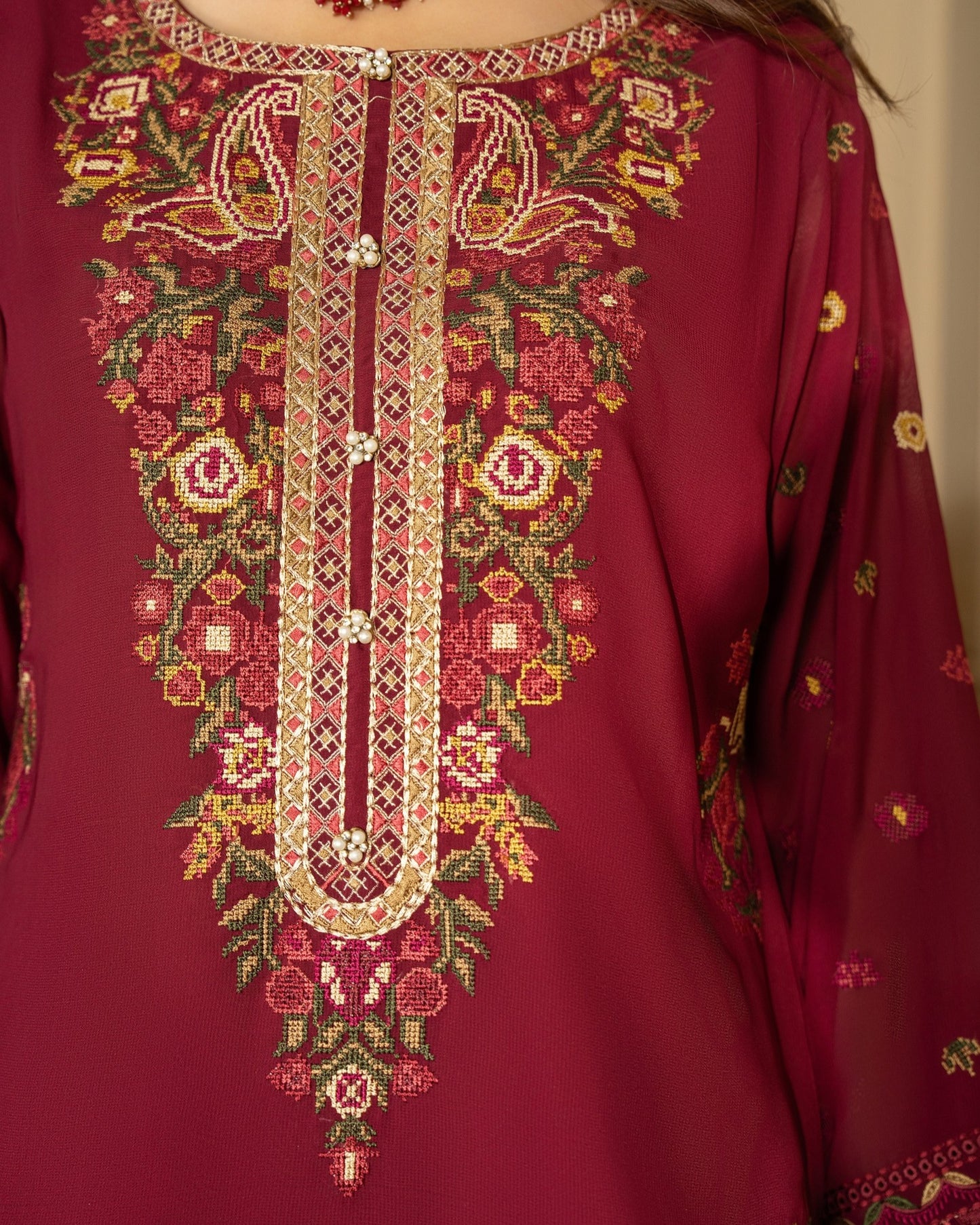 Karma Roohi 467 Mahroon Wine