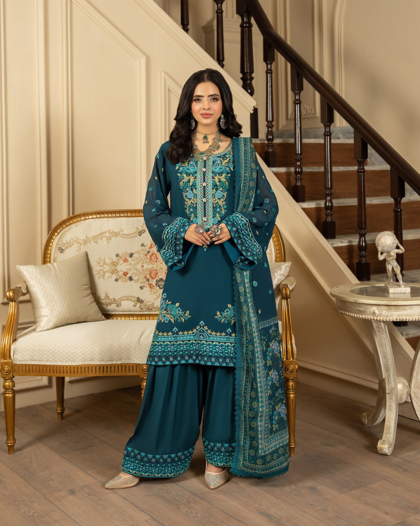 Karma Roohi 467 Teal Blue