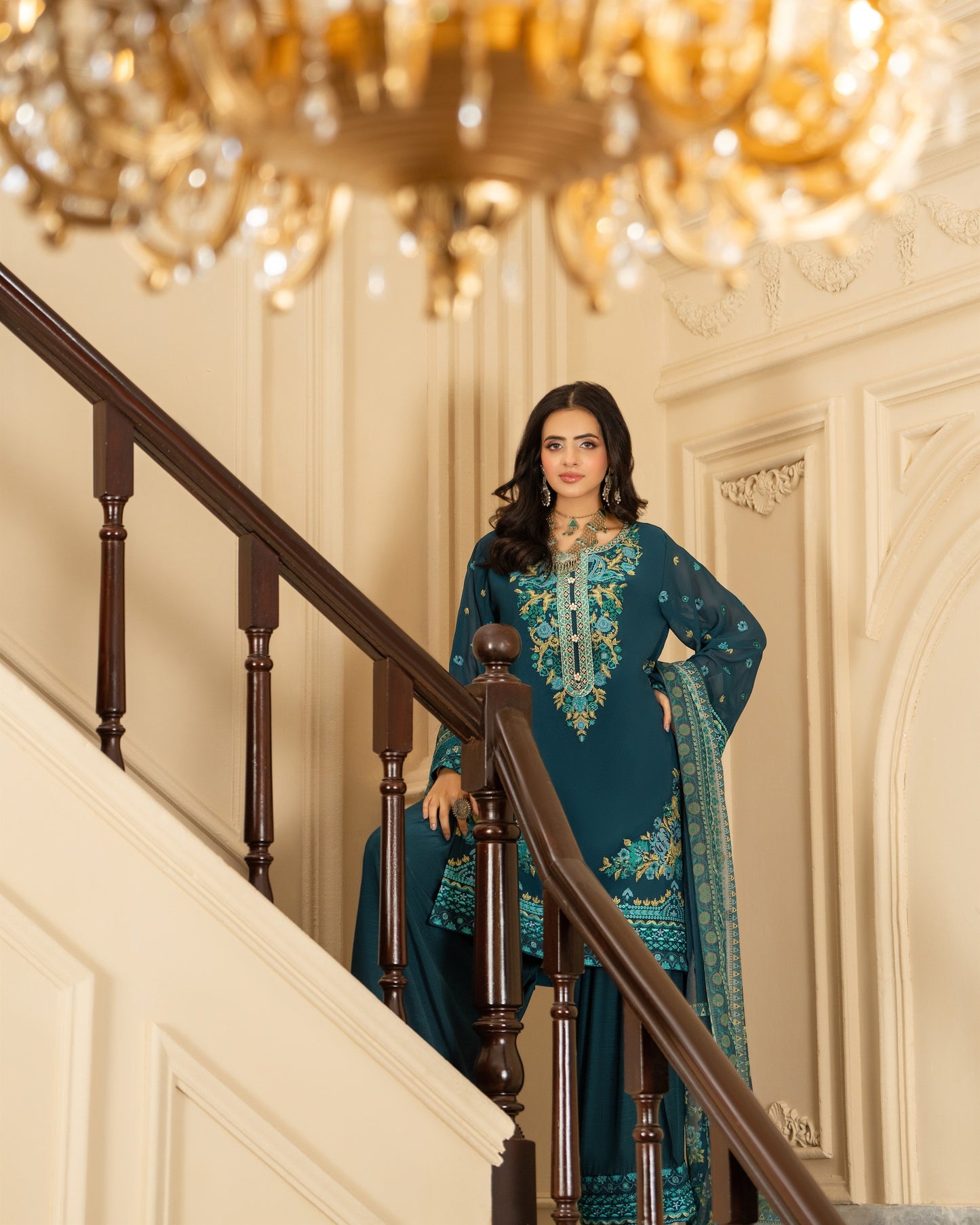 Karma Roohi 467 Teal Blue