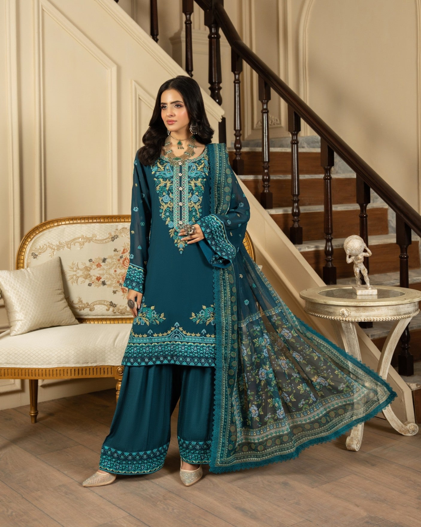 Karma Roohi 467 Teal Blue