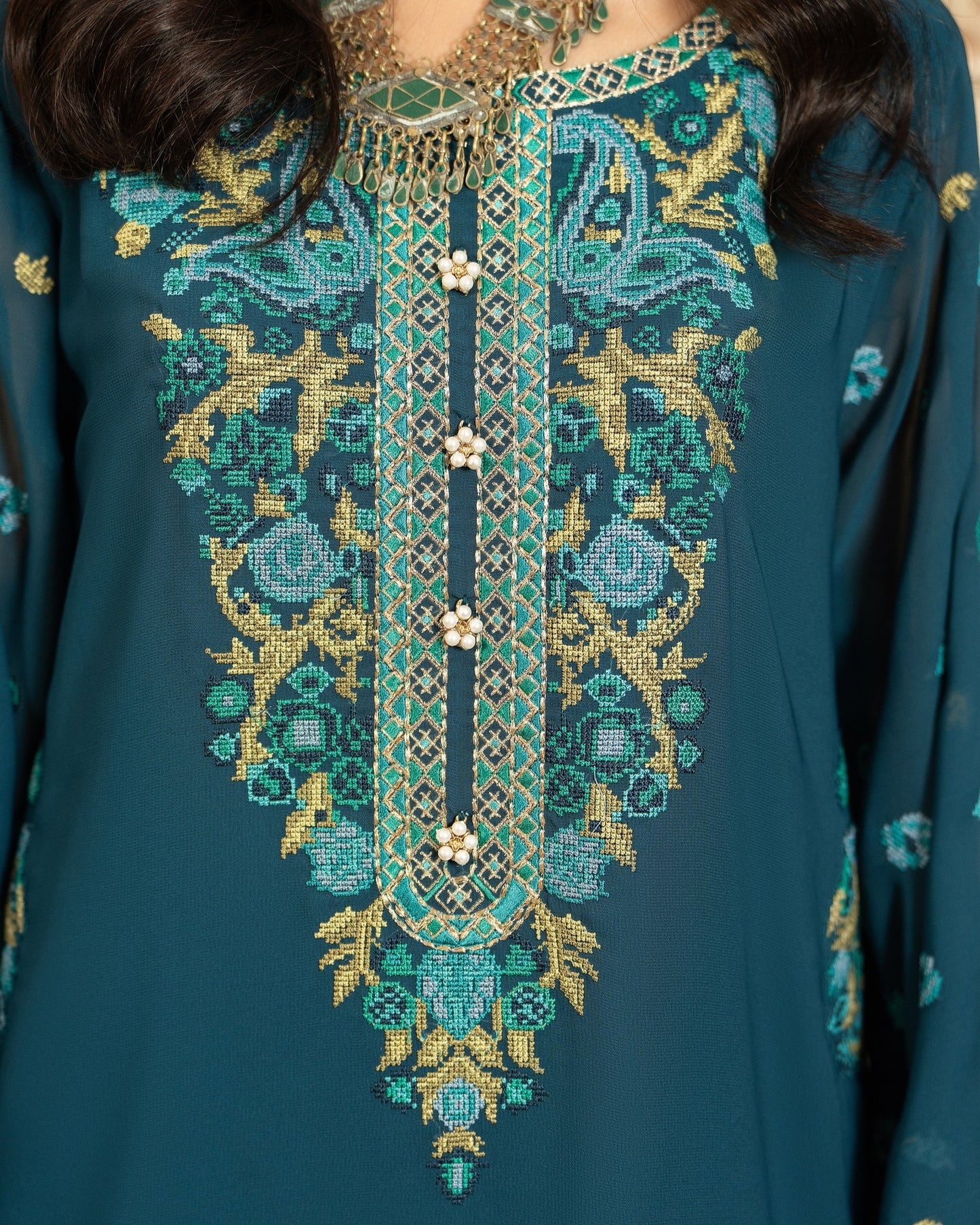Karma Roohi 467 Teal Blue