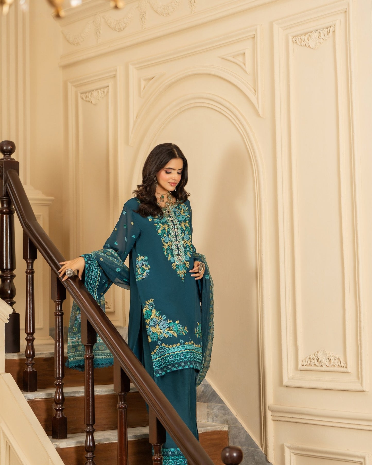 Karma Roohi 467 Teal Blue