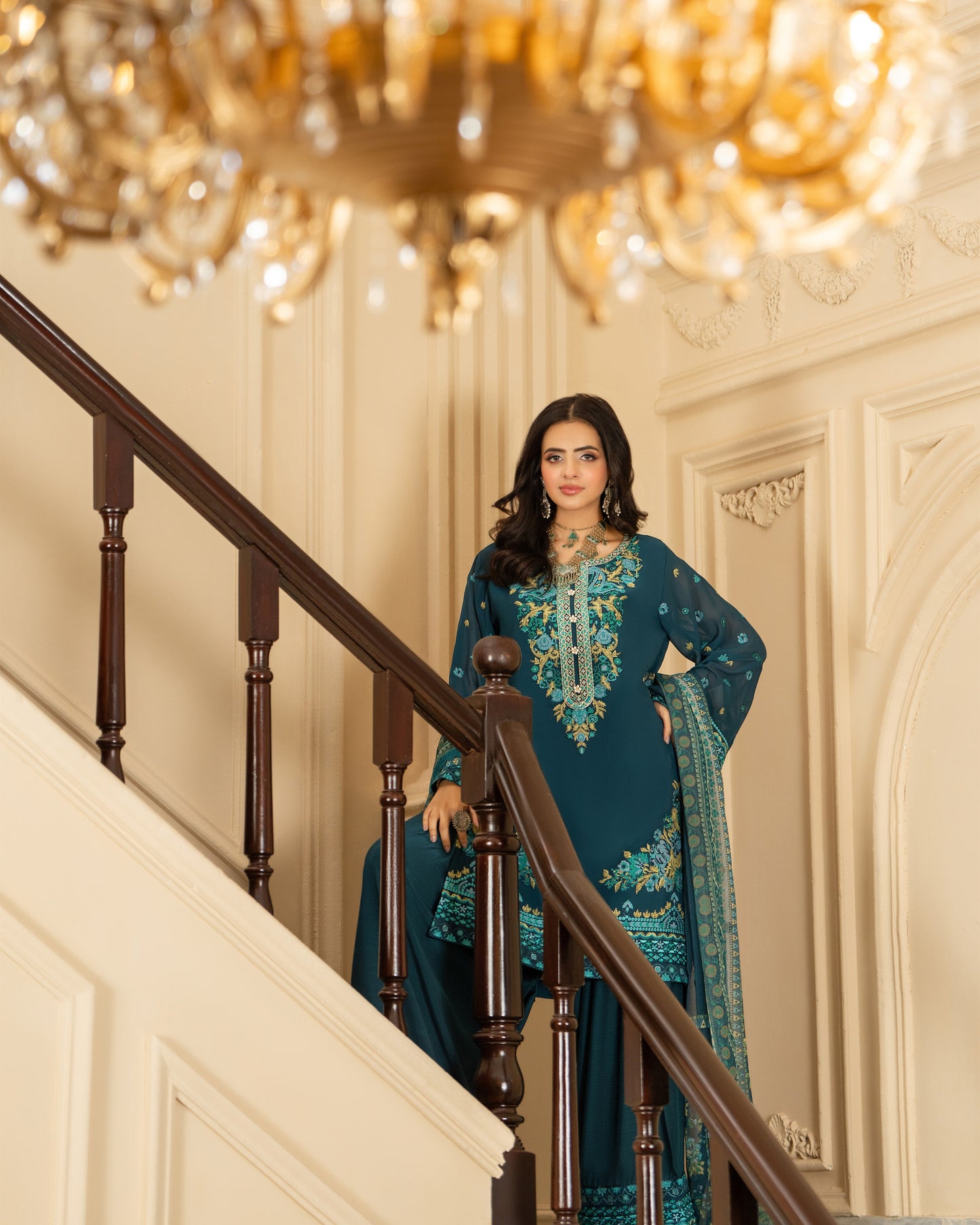 Karma Roohi 467 Teal Blue