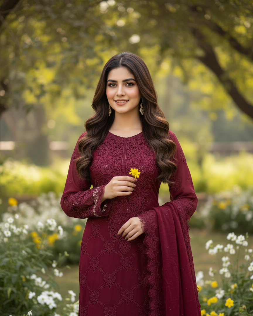 Ruby Rouge Chiffon Ensemble