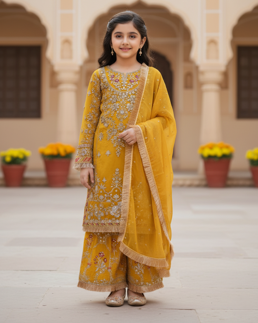 SJ3156 by Mohsin Girl Mustard