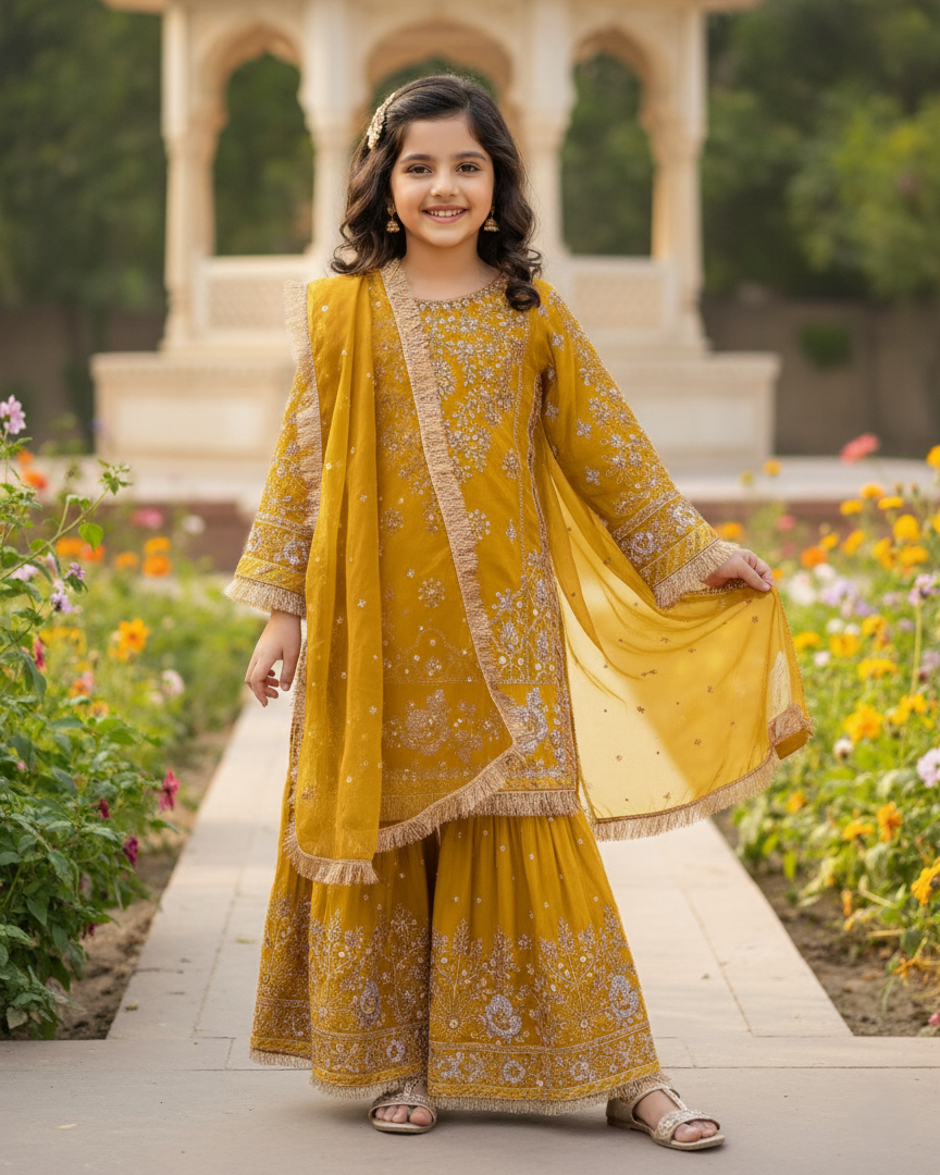 SJ3156 by Mohsin Girl Mustard