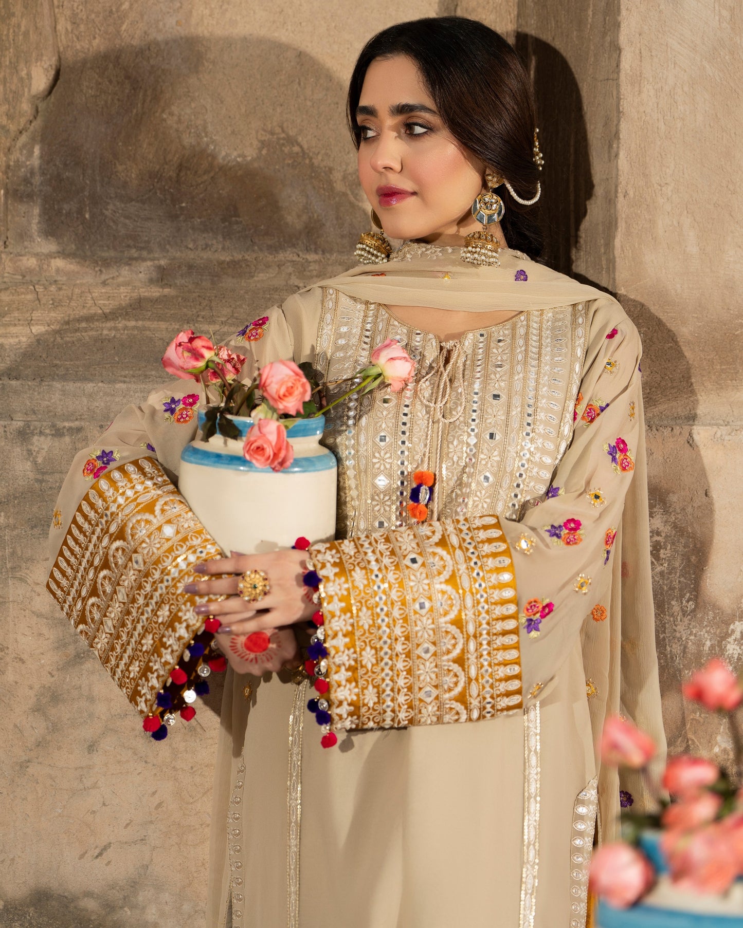 Karma Saj Dhaj 526 Beige & Mustard