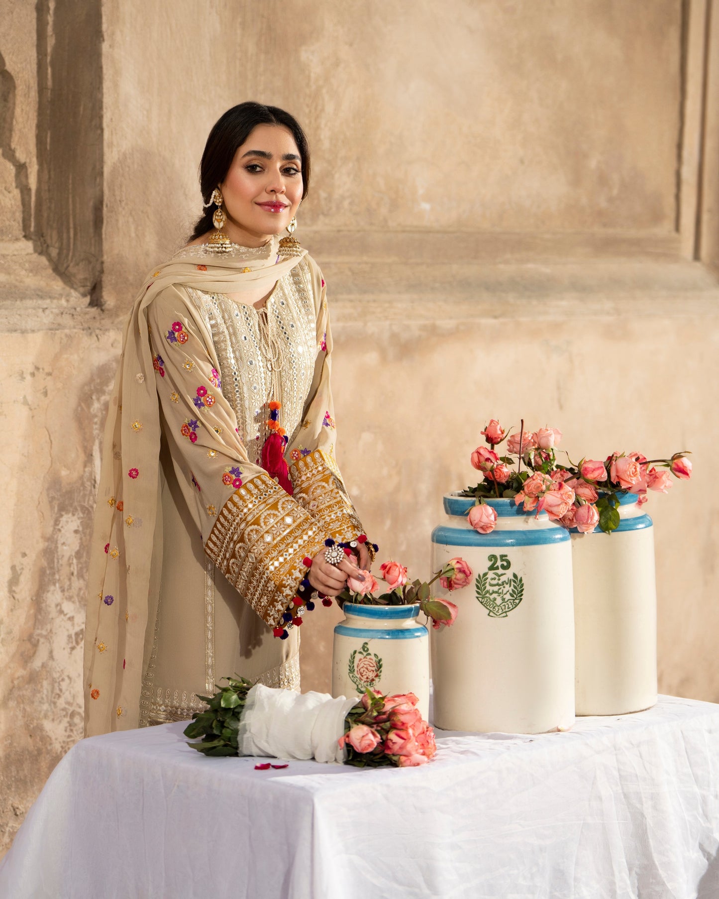 Karma Saj Dhaj 526 Beige & Mustard