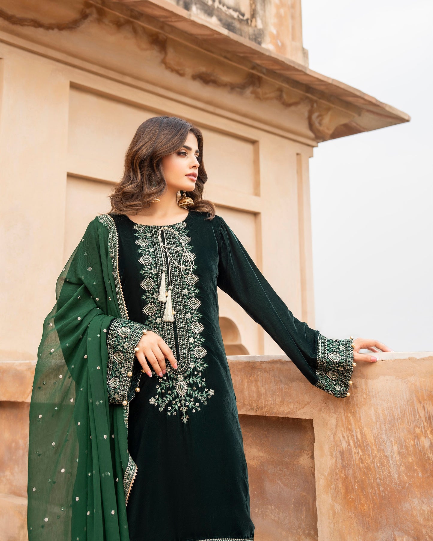 Karma Sehar Velvet 489 Pine Green