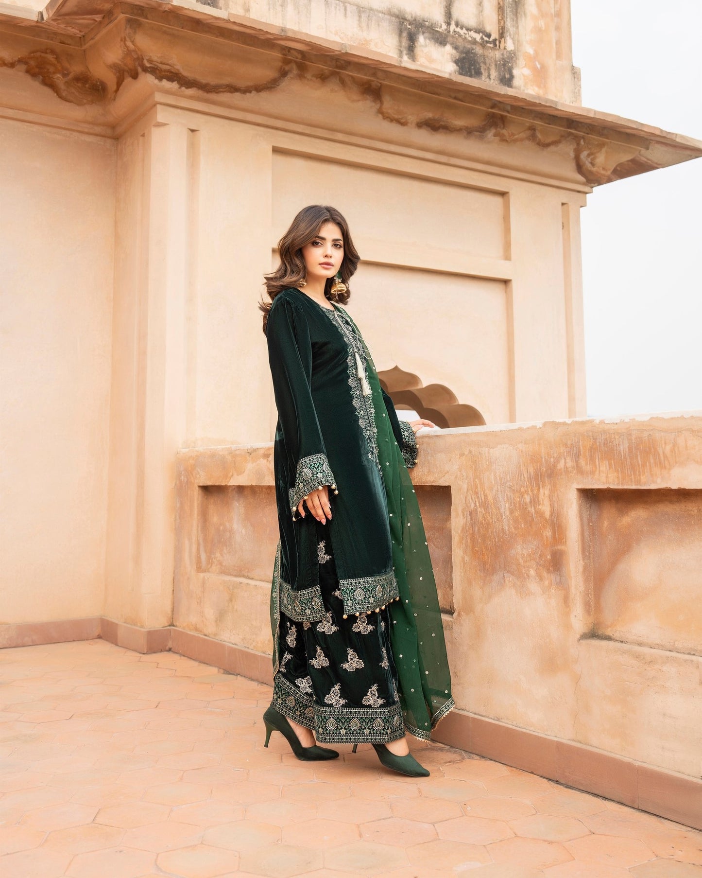 Karma Sehar Velvet 489 Pine Green