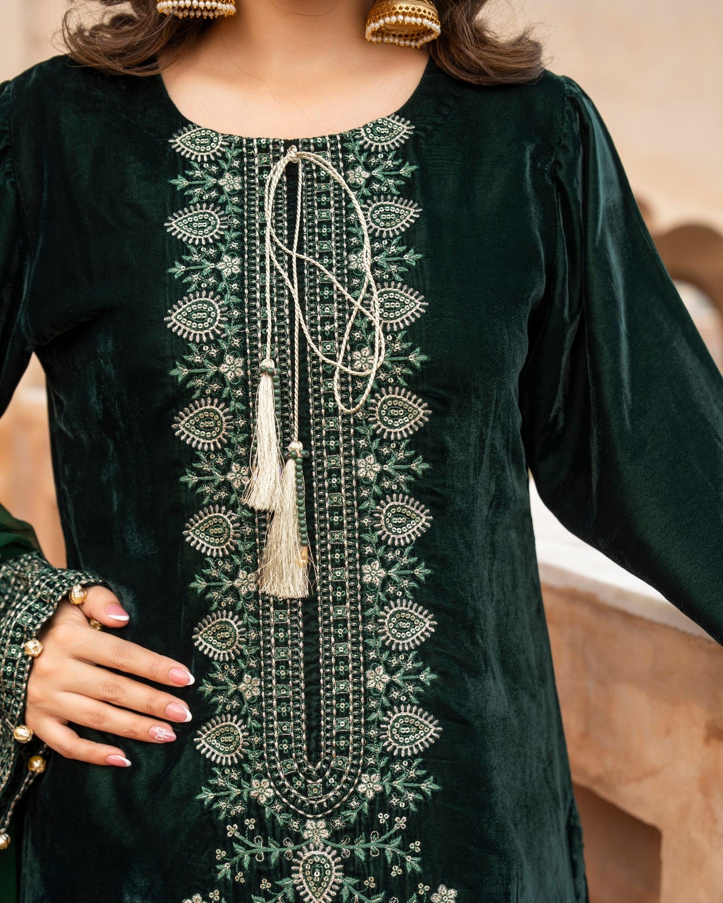 Karma Sehar Velvet 489 Pine Green