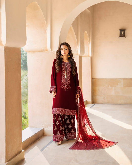 Karma Sehar Velvet 489 Deep Red