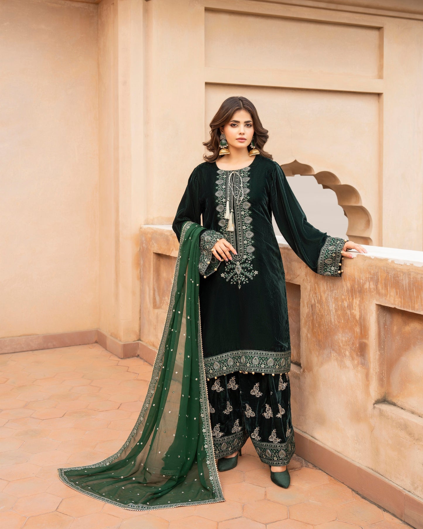 Karma Sehar Velvet 489 Pine Green