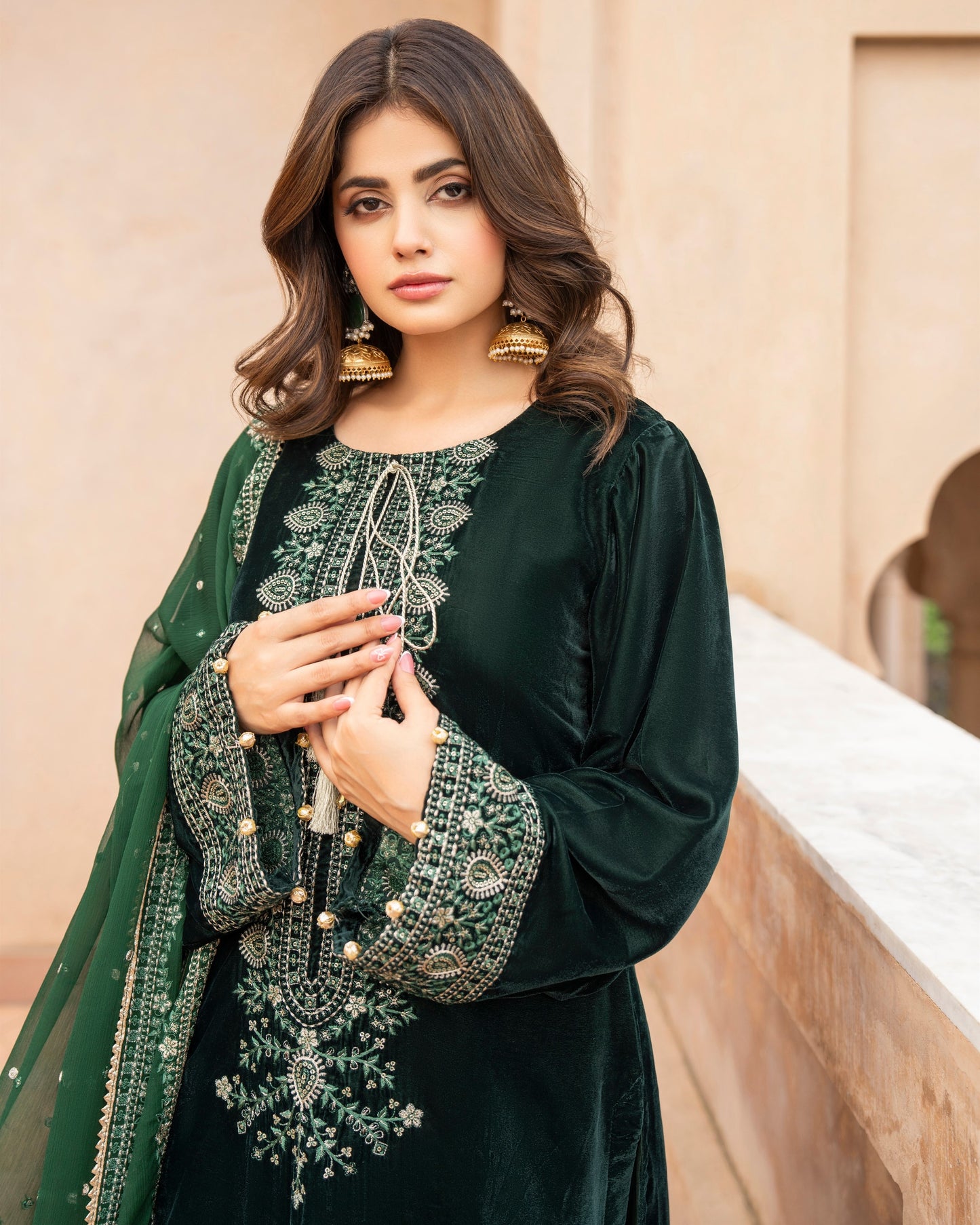 Karma Sehar Velvet 489 Pine Green