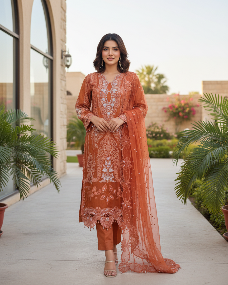 Terracotta Charm Rust Festive Wear