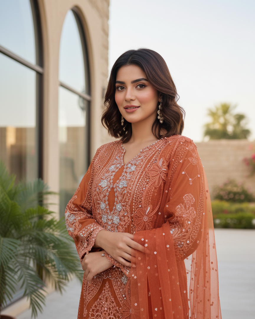 Terracotta Charm Rust Festive Wear