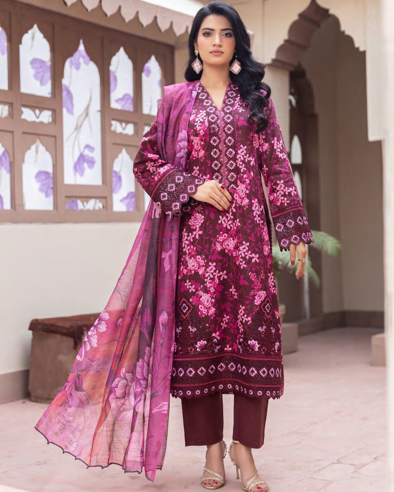 Munira Mehru Lawn MSL 01 Mehroon