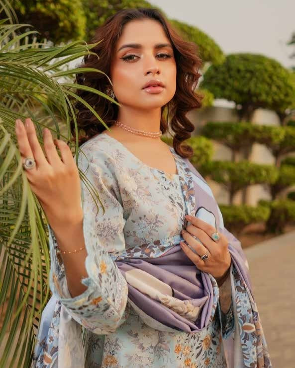 Munira Muam Dhanak 06 Sky Blue