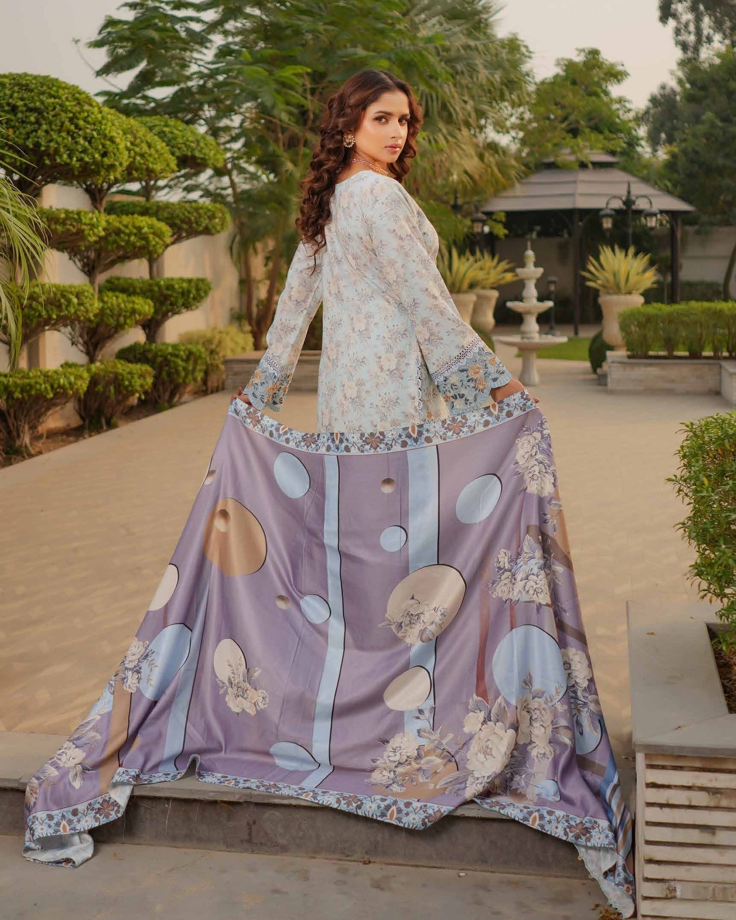 Munira Muam Dhanak 06 Sky Blue