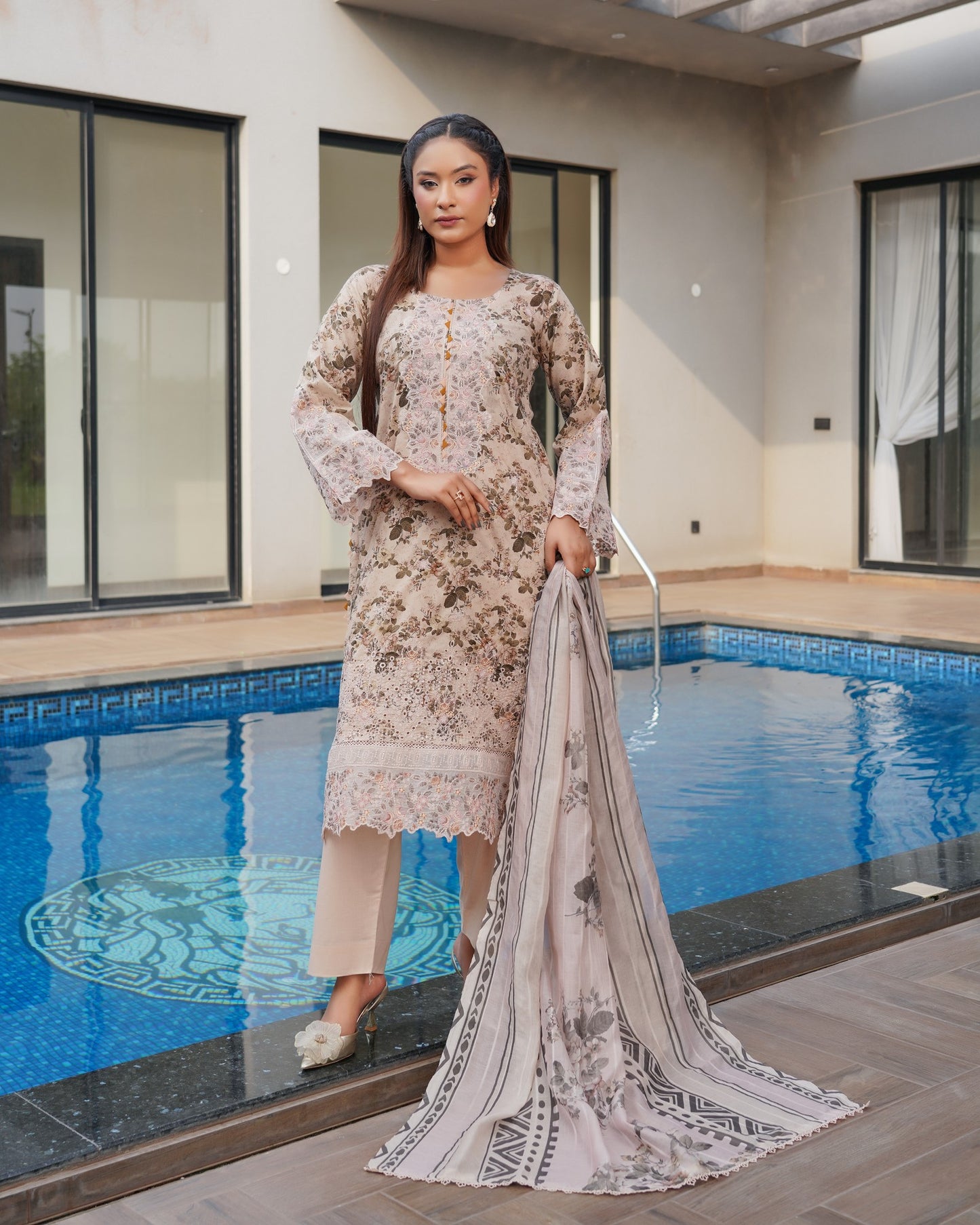 Munira Gulnar Lawn Shirt camel Brown