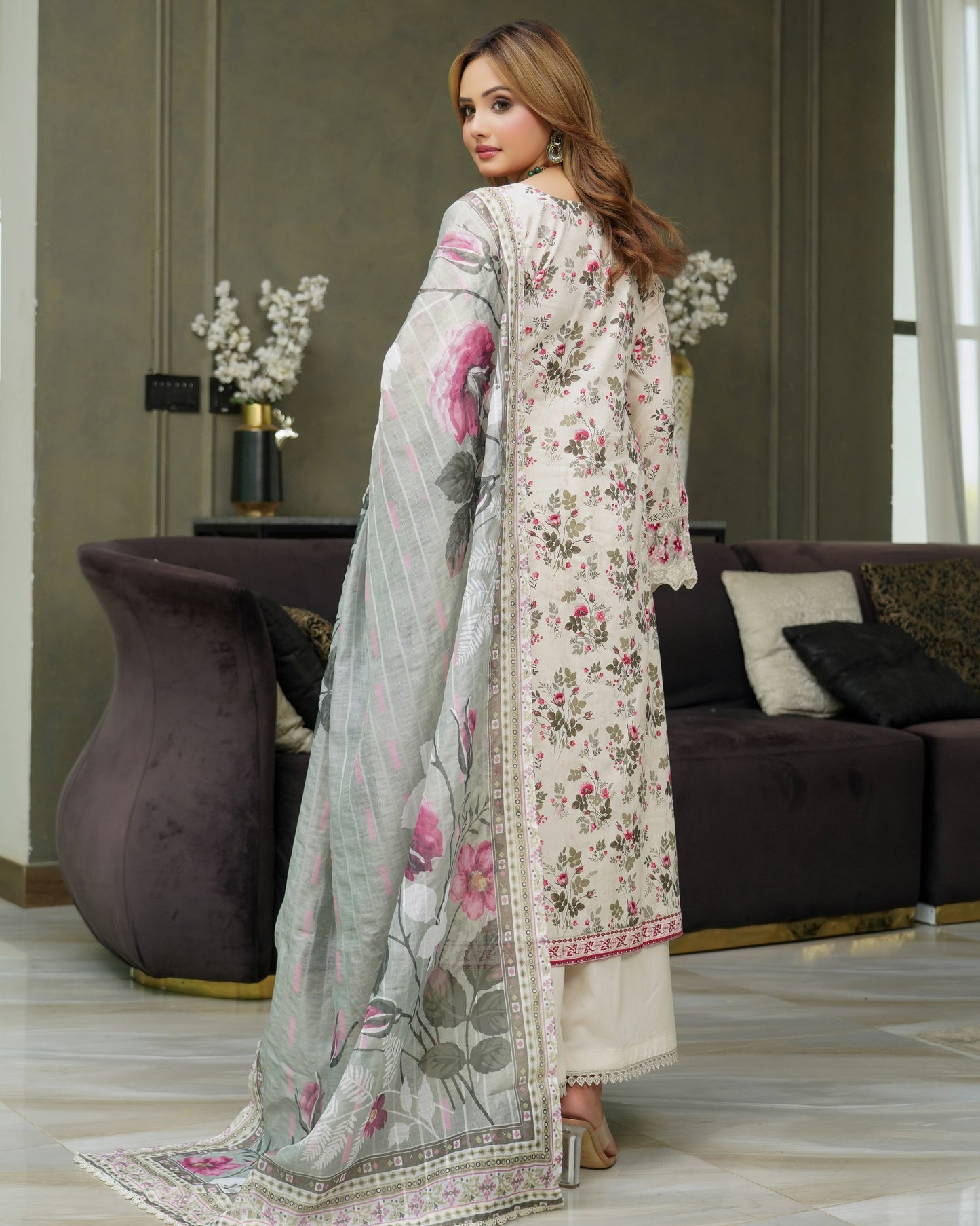 Munira Gulnar Lawn Shirt Chalk White