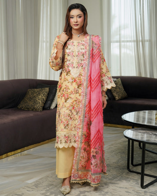 Munira Gulnar Lawn Shirt Mustard
